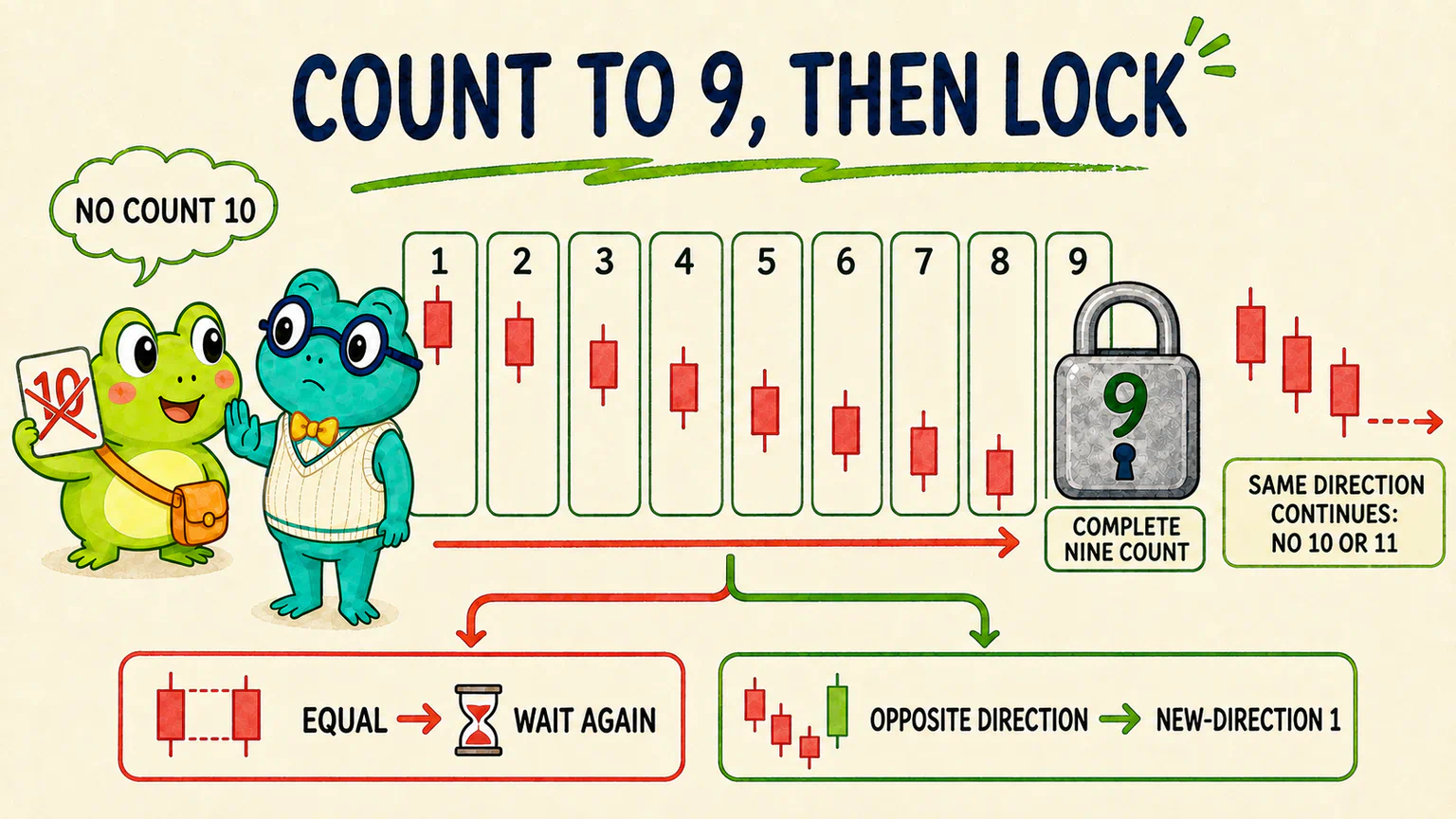 After a completed count reaches 9, it locks instead of continuing to 10 or 11.