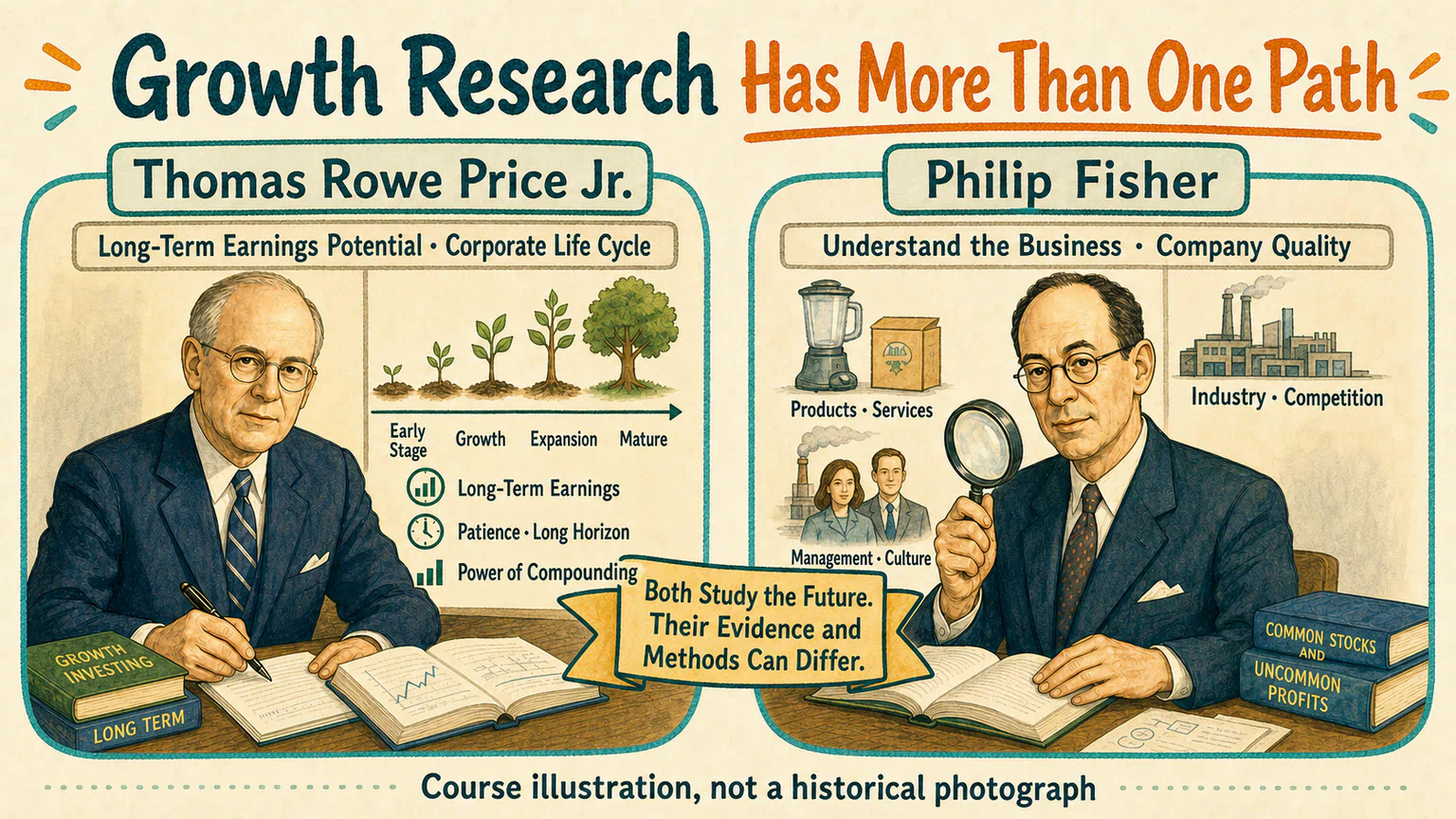 Thomas Rowe Price Jr. and Philip Fisher illustrate two different paths within the broad history of growth research.