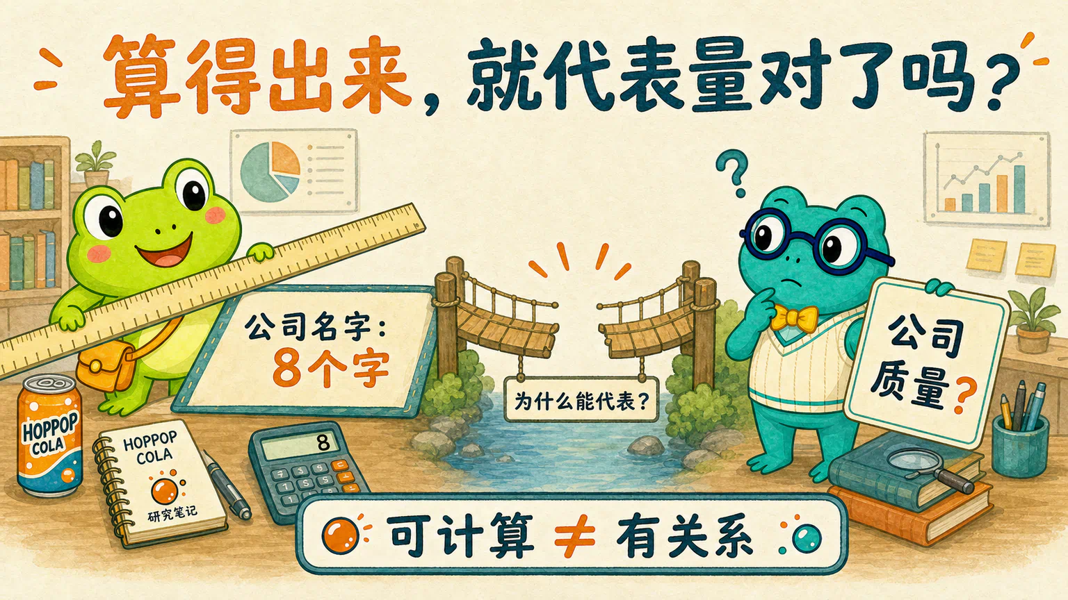 蛙兄用尺子测量公司名字长度,旁边的公司质量问题仍然没有答案。