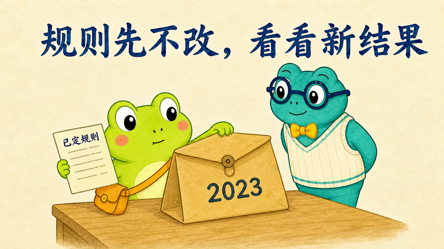 蛙兄和蛙博士准备打开2023年的信封,先保留已定规则
