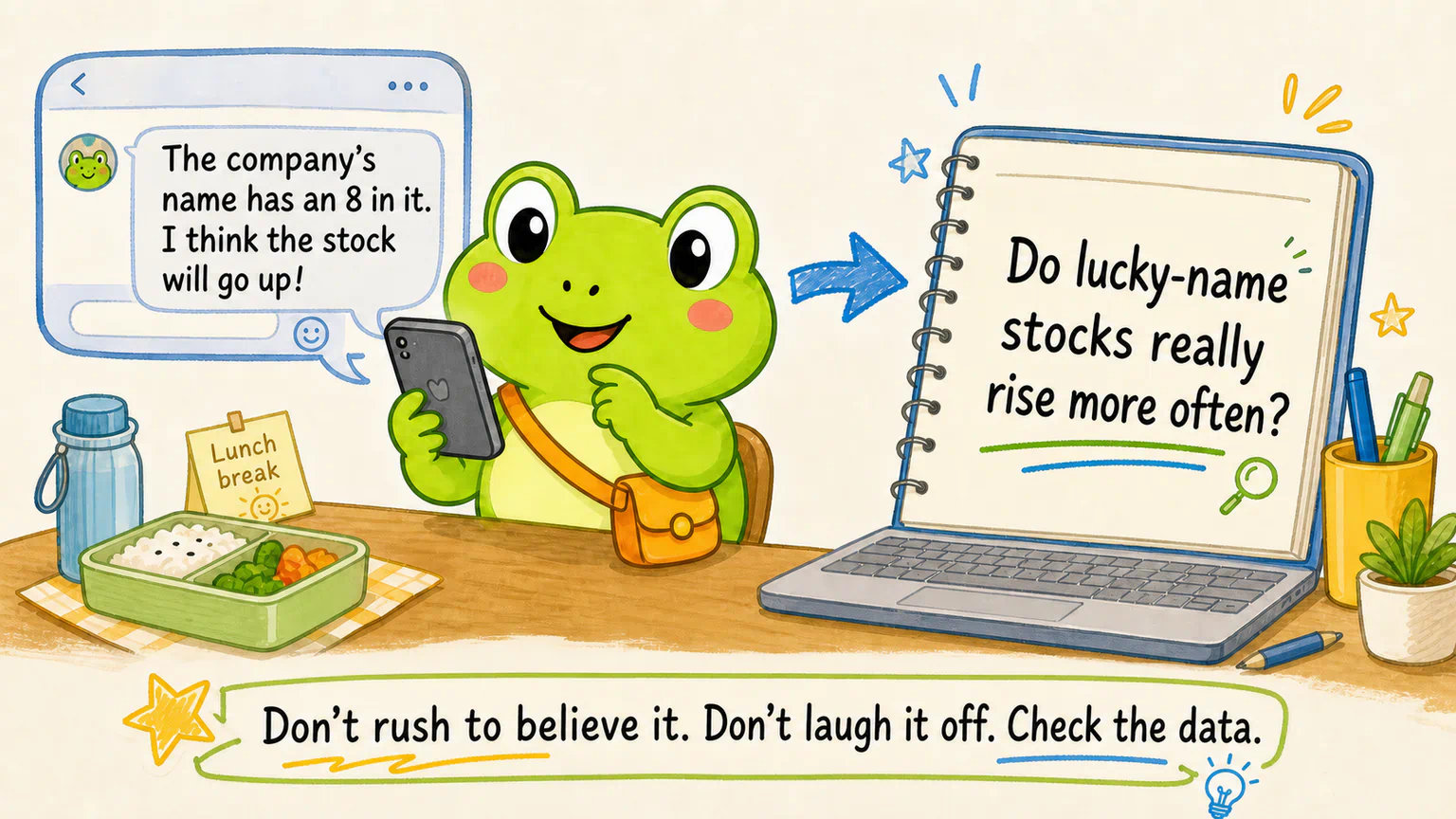 During lunch, Hoppy turns a friend’s market hunch into a question that can be tested.