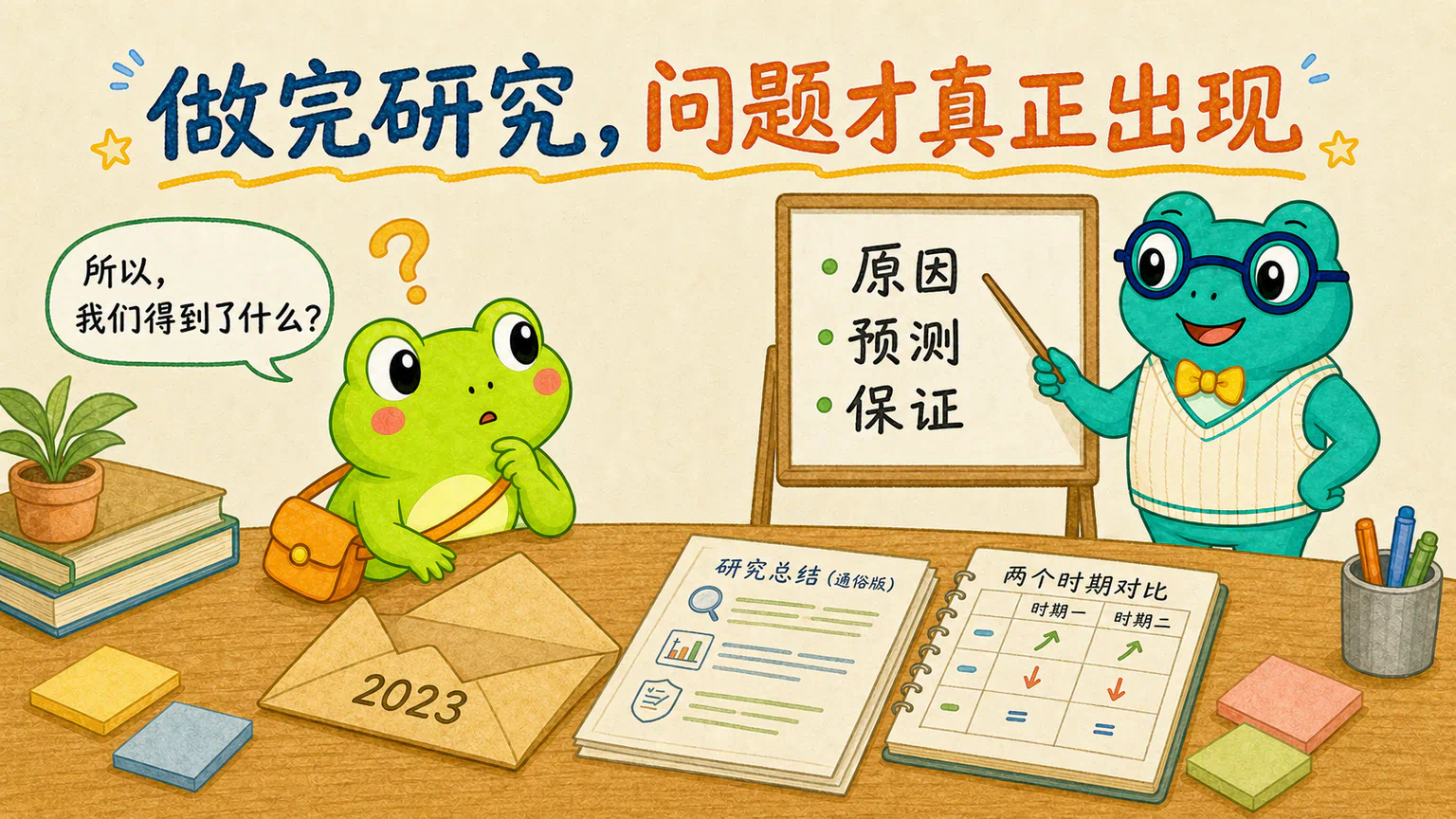 2023 年的信封已经拆开,蛙兄看着研究摘要追问这次研究究竟得到了什么。